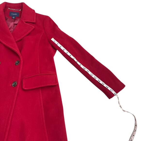 Lands’ End Red Wool Cashmere Overcoat Long Women 8 Double Breasted Winter Coat - Picture 6 of 11